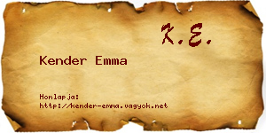 Kender Emma névjegykártya